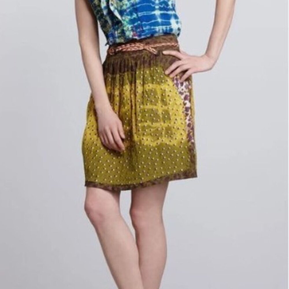 Anthropologie Gregory Linen Blend Arashi Drenched Skirt Size 4